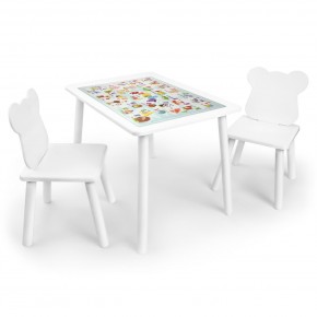 Детский комплект стол и два стула Мишка Rolti Baby с накладкой Алфавит (белая столешница/белое сиденье/белые ножки) в Нытве - nytva.ok-mebel.com | фото 1