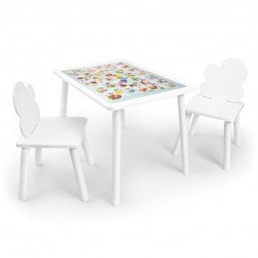 Детский комплект стол и два стула Облачко Rolti Baby с накладкой Алфавит (белая столешница/белое сиденье/белые ножки) в Нытве - nytva.ok-mebel.com | фото