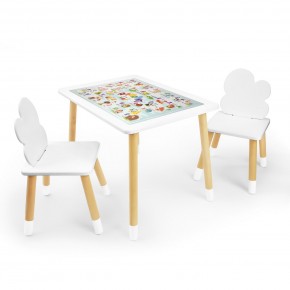 Детский комплект стол и два стула Облачко Rolti Baby с накладкой Алфавит (белая столешница/белое сиденье/береза ножки) в Нытве - nytva.ok-mebel.com | фото