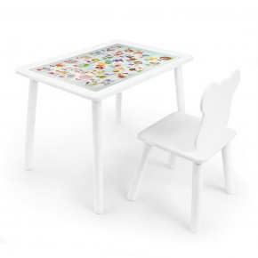 Детский комплект стол и стул Мишка Rolti Baby с накладкой Алфавит (белая столешница/белое сиденье/белые ножки) в Нытве - nytva.ok-mebel.com | фото