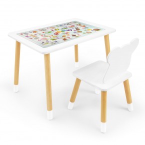 Детский комплект стол и стул Мишка Rolti Baby с накладкой Алфавит (белая столешница/белое сиденье/береза ножки) в Нытве - nytva.ok-mebel.com | фото 1