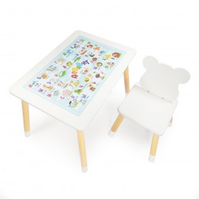 Детский комплект стол и стул Мишка Rolti Baby с накладкой Алфавит (белая столешница/белое сиденье/береза ножки) в Нытве - nytva.ok-mebel.com | фото 2