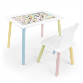 Детский комплект стол и стул Мишка Rolti Baby с накладкой Алфавит (белая столешница/белое сиденье/цветные ножки) в Нытве - nytva.ok-mebel.com | фото 1