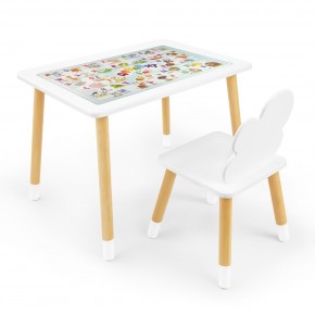 Детский комплект стол и стул Облачко Rolti Baby с накладкой Алфавит (белая столешница/белое сиденье/береза ножки) в Нытве - nytva.ok-mebel.com | фото