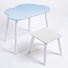 Детский комплект стол ОБЛАЧКО  и табурет Rolti Baby (голубая столешница/белое сиденье/белые ножки) в Нытве - nytva.ok-mebel.com | фото
