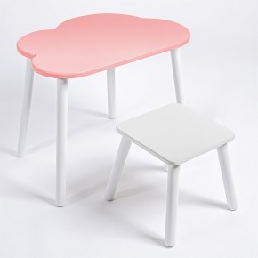 Детский комплект стол ОБЛАЧКО  и табурет Rolti Baby (розовая столешница/белое сиденье/белые ножки) в Нытве - nytva.ok-mebel.com | фото