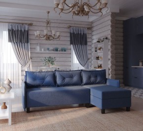 Диван-кровать угловой Киркас синий, ткань рогожка в Нытве - nytva.ok-mebel.com | фото 2