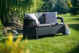 Диван пластиковый Корфу (Corfu love seat) графит в Нытве - nytva.ok-mebel.com | фото 2