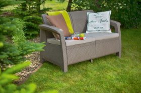 Диван пластиковый Корфу (Corfu love seat) капучино - песок в Нытве - nytva.ok-mebel.com | фото 2