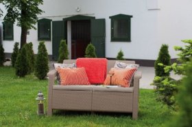 Диван пластиковый Корфу (Corfu love seat) капучино - песок в Нытве - nytva.ok-mebel.com | фото 3