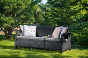 Диван пластиковый Корфу Макс (Corfu love seat max) графит в Нытве - nytva.ok-mebel.com | фото 2