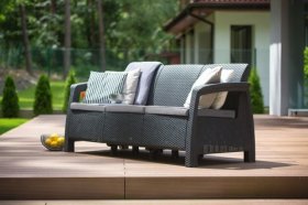 Диван пластиковый Корфу Макс (Corfu love seat max) графит в Нытве - nytva.ok-mebel.com | фото 3