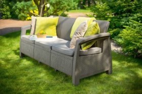 Диван пластиковый Корфу Макс (Corfu love seat max) капучино - песок в Нытве - nytva.ok-mebel.com | фото 4