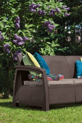 Диван пластиковый Корфу Макс (Corfu love seat max) коричневый в Нытве - nytva.ok-mebel.com | фото 2