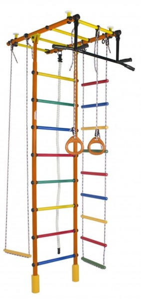 ДСК Атлант оранжевый радуга: турник, кольца, канат, трапеция, веревочная лестница в Нытве - nytva.ok-mebel.com | фото