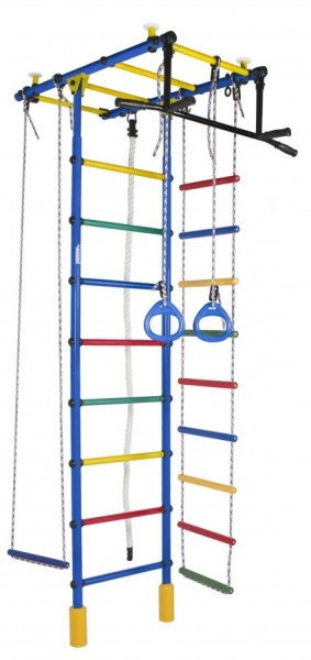 ДСК Атлант цв.синий радуга: турник, кольца, канат, трапеция, веревочная лестница в Нытве - nytva.ok-mebel.com | фото