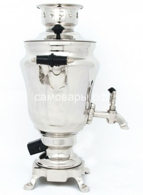 Электрический самовар из латуни никелированный на 1,5 литра форма "Тюльпан" с защитой от выкипания в Нытве - nytva.ok-mebel.com | фото 3