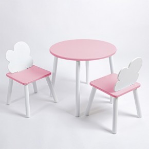 Комплект детский стол КРУГЛЫЙ и два стула ОБЛАЧКО ROLTI Baby (розовая столешница/розовое сиденье/белые ножки) в Нытве - nytva.ok-mebel.com | фото