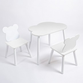 Комплект детский стол ОБЛАЧКО и два стула МИШКА ROLTI Baby (белая столешница/белое сиденье/белые ножки) в Нытве - nytva.ok-mebel.com | фото 1