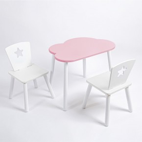 Комплект детский стол ОБЛАЧКО и два стула ЗВЕЗДА ROLTI Baby (розовая столешница/белое сиденье/белые ножки) в Нытве - nytva.ok-mebel.com | фото