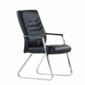 Кресло Barneo K-25 для посетителей и переговорных (хром, черная экокожа) в Нытве - nytva.ok-mebel.com | фото
