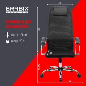 Кресло BRABIX PREMIUM "Ultimate EX-800" хром, плотная двойная сетка Х2, черное, 532911 в Нытве - nytva.ok-mebel.com | фото 6