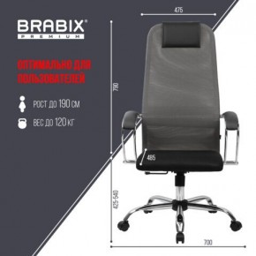 Кресло офисное BRABIX PREMIUM "Ultimate EX-800" хром, плотная двойная сетка Х2, черное/серое, 532912 в Нытве - nytva.ok-mebel.com | фото 3