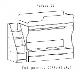 КАПРИЗ-22 Кровать двухъярусная 800 настил ЛДСП в Нытве - nytva.ok-mebel.com | фото 2