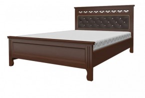 ГРАЦИЯ Кровать из массива 1400 (Орех/коричневая экокожа) в Нытве - nytva.ok-mebel.com | фото