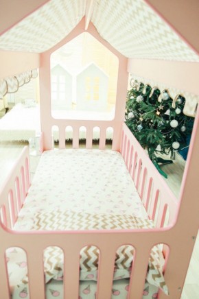 Кровать-домик без ящика 800*1600 (Розовый) в Нытве - nytva.ok-mebel.com | фото 3