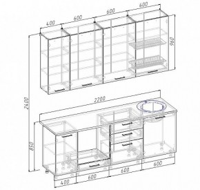Кухонный гарнитур Антрацит 2200 h950 (Стол. 38мм) в Нытве - nytva.ok-mebel.com | фото 3