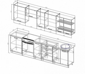 Кухонный гарнитур Антрацит 3000 (Стол. 26мм) в Нытве - nytva.ok-mebel.com | фото 2