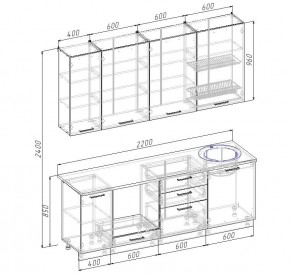 Кухонный гарнитур Дели 2200 (Стол. 26мм) в Нытве - nytva.ok-mebel.com | фото 2