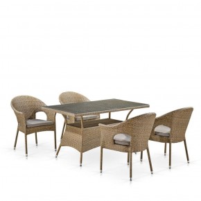 Обеденный комплект плетеной мебели T198B/Y79B-W56 Light Brown (4+1) в Нытве - nytva.ok-mebel.com | фото
