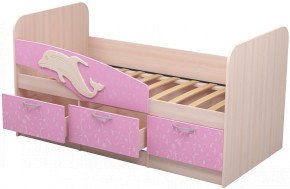 Кровать Дельфин 1,9 (Дуб молочный/фасад - Ламарти розовый) в Нытве - nytva.ok-mebel.com | фото