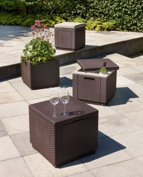 Пуфик Куб с подушкой (Cube with cushion) коричневый - серо-бежевый* в Нытве - nytva.ok-mebel.com | фото 3