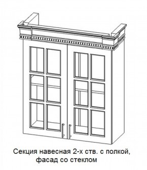 Секция навесная 2-х ств. с полкой "Верона", фасад со стеклом (800) в Нытве - nytva.ok-mebel.com | фото