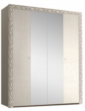 Шкаф 4-х дв. (с зеркалами) Premium слоновая кость/серебро (ТФШ1/4(П) в Нытве - nytva.ok-mebel.com | фото