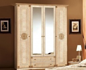 Шкаф 4-х дверный с зеркалами (02.144) Рома (беж) в Нытве - nytva.ok-mebel.com | фото