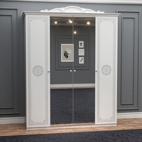 Шкаф 4-х дверный с зеркалами (12.244) Грация (белый/серебро) в Нытве - nytva.ok-mebel.com | фото