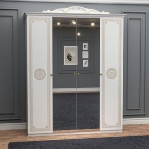 Шкаф 4-х дверный с зеркалами (12.244) Грация (белый/золото) в Нытве - nytva.ok-mebel.com | фото 1