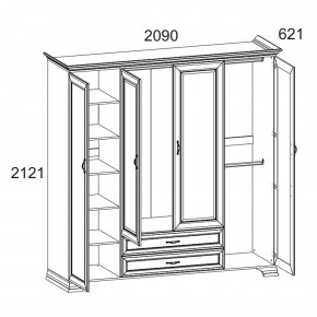 Шкаф 4D2S Z, TIFFANY, цвет вудлайн кремовый в Нытве - nytva.ok-mebel.com | фото