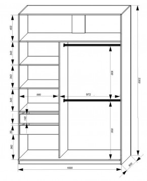 Шкаф-купе 1600 серии SOFT D8+D2+B2+PL4 (2 ящика+F обр.штанга) профиль «Графит» в Нытве - nytva.ok-mebel.com | фото 2