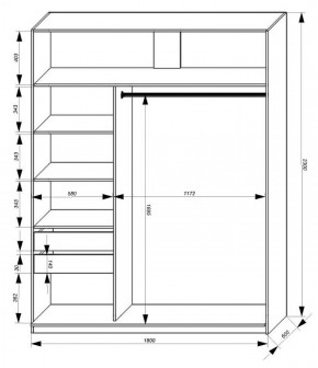 Шкаф-купе 1800 серии SOFT D1+D3+B2+PL1 (2 ящика+1штанга) профиль «Графит» в Нытве - nytva.ok-mebel.com | фото 3