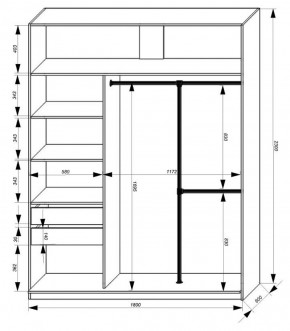 Шкаф-купе 1800 серии SOFT D8+D2+B2+PL4 (2 ящика+F обр.штанга) профиль «Графит» в Нытве - nytva.ok-mebel.com | фото 3