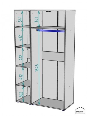 Шкаф Linnea MHR-3-1 2050х1200х510 (Графит-М 11.1.25) в Нытве - nytva.ok-mebel.com | фото 3