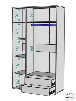 Шкаф Linnea MHR-3-2 2050х1200х510 (ДВ-М 11.1.25) в Нытве - nytva.ok-mebel.com | фото 3