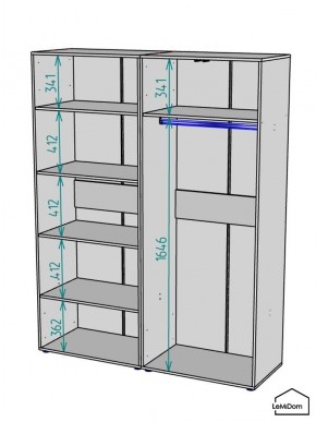 Шкаф Linnea MHR-4-1 2050х1600х510 (Графит-М 11.1.25) в Нытве - nytva.ok-mebel.com | фото 3