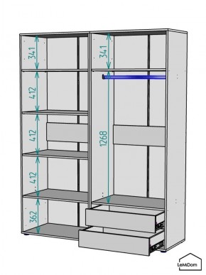 Шкаф Linnea MHR-4-2 2050х1600х510 (Графит-М 11.1.25) в Нытве - nytva.ok-mebel.com | фото 3