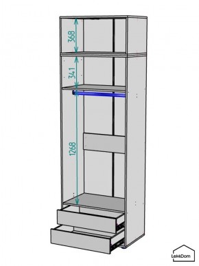 Шкаф с антресолью Linnea MHR-2A-3 2450х800х510 (ДВ-М 11.1.25) в Нытве - nytva.ok-mebel.com | фото 3